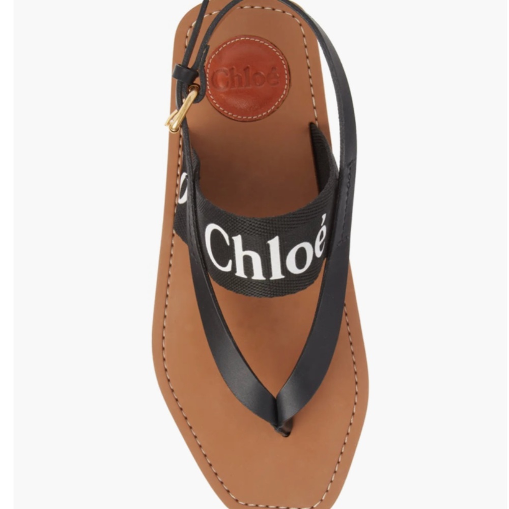 NIB $450 CHLOÉ Woody Logo Sandal (Women) in Black - size 40 EU / 10 US! - Picture 4 of 16